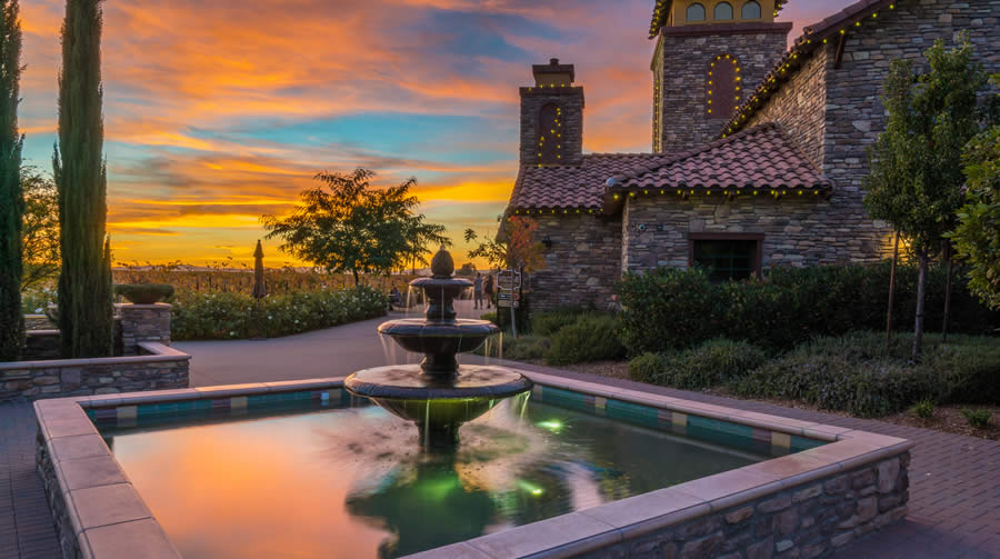 temecula wine country winery at sunset